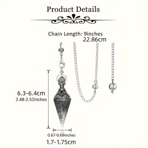 GEHECRST Natural Aquamarine Healing Crystal Dowsing Pendulum Reiki Gemstone Chips Orgone Pendulum 6 Faceted Hexagonal Pointed Resin Spiritual Pendant for Divination, Wicca, Energy Balancing - Image 6