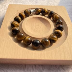 tiger eye stone  tibet 10mm silver bracelet