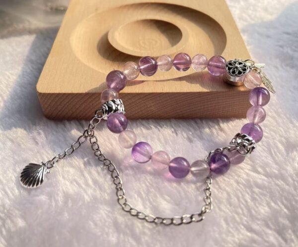 Amethyst with silver shell 7mm/8mm pendant bracelet