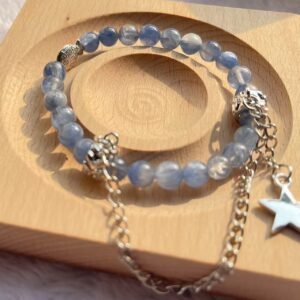 Kyanite with sliver five star 7mm pendant bracelet