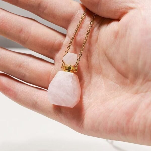 Natural Healing crystal Essential Oil Diffuser Perfume Bottle Pendant Necklace Jewelry