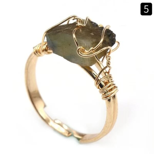 Crystal Ring Healing  Adjustable Gemstone Rings Copper Wire Wrapped Irregular Colorful Gem Rings for Women - Image 4