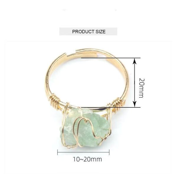 Crystal Ring Healing  Adjustable Gemstone Rings Copper Wire Wrapped Irregular Colorful Gem Rings for Women - Image 5