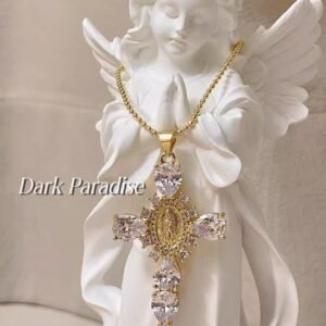 Retro court style cross  jeweley necklace