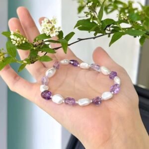 Amethyst with baroque pearl bracelet