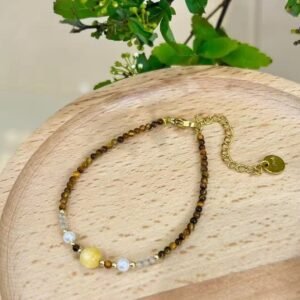 tiger eyes stone with aventurine and pear bracelet