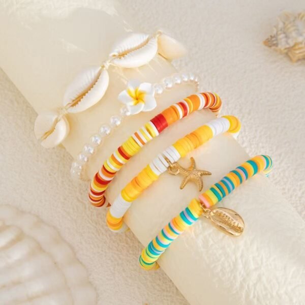 Bohemian soft pottery bracelet set vacation starfish shell beach - Image 2