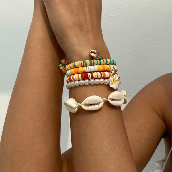 Bohemian soft pottery bracelet set vacation starfish shell beach - Image 3
