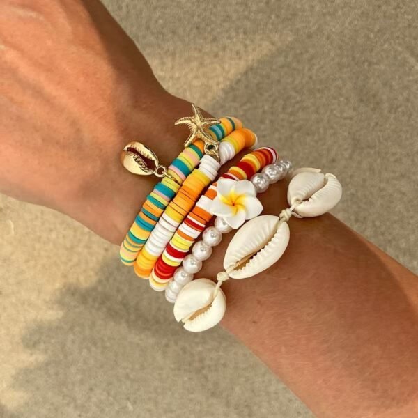 Bohemian soft pottery bracelet set vacation starfish shell beach - Image 4
