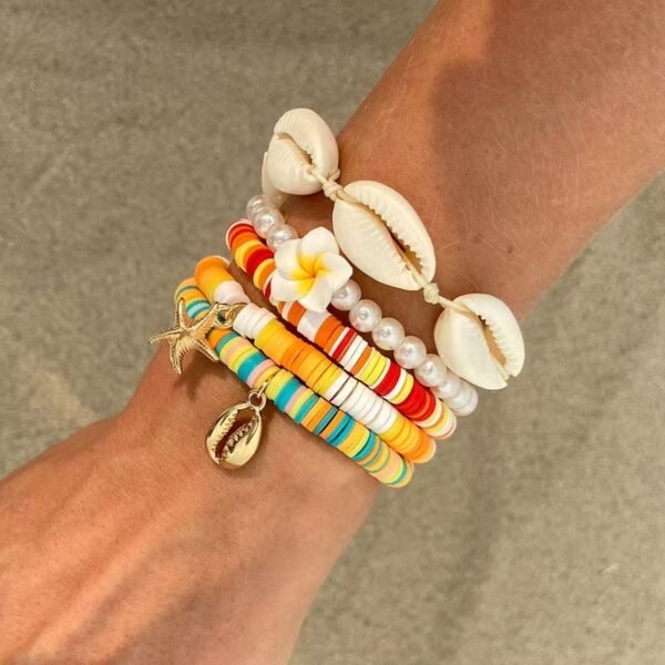 Bohemian soft pottery bracelet set vacation starfish shell beach - Image 5