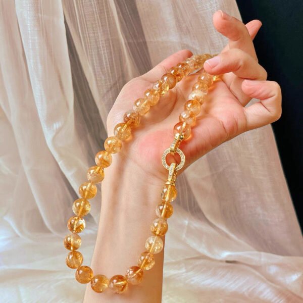 10mm citrine pyramid necklace suitable for men and women - Image 2