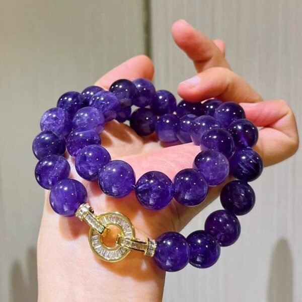 12mm uruguay amethyst Handmade Amethyst Beaded Necklace Crystal Choker Necklace February Birthstone Necklace Natural Stone  Jewelry Gifts for Women