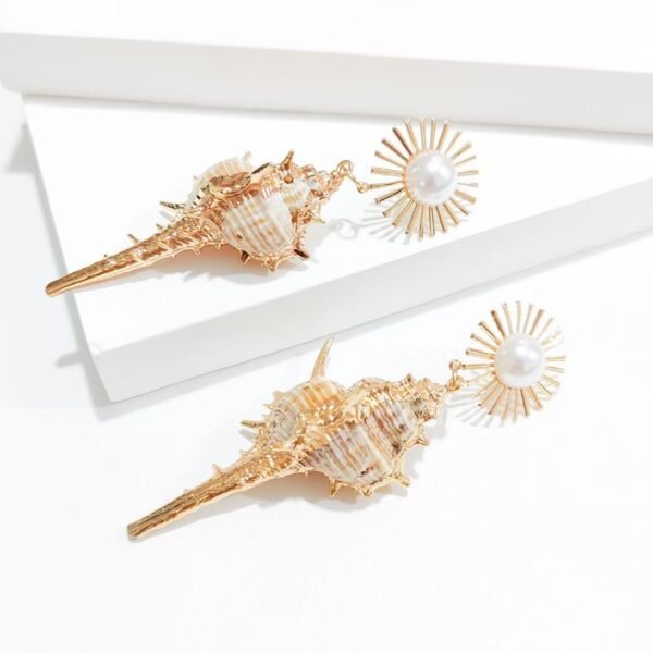 Nature Conch Ocean Earrings, Shell Earrings Seashell Stud Earrings Beach Jewelry Gifts for Women - Image 2