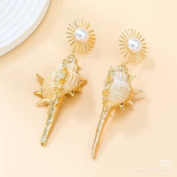 Nature Conch Ocean Earrings, Shell Earrings Seashell Stud Earrings Beach Jewelry Gifts for Women - Image 3