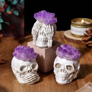crystal skull amethyst home  office decoration Human Skull Sculpture Statues Healing Crystal Decor