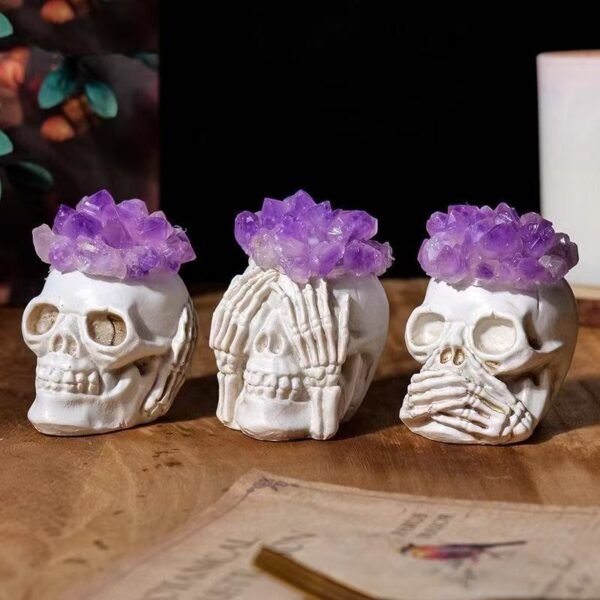 crystal skull amethyst home  office decoration Human Skull Sculpture Statues Healing Crystal Decor - Image 2