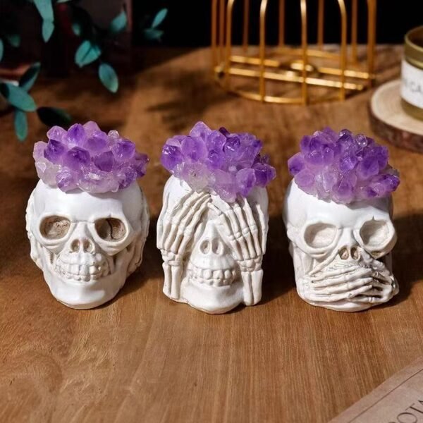 crystal skull amethyst home  office decoration Human Skull Sculpture Statues Healing Crystal Decor - Image 3
